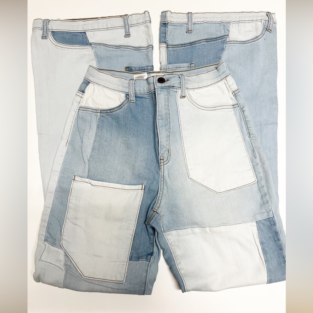 Aphrodite Jeans Womens Patchwork Low Rise Bootcut Flare Jeans Sz 13 - Picture 3 of 7